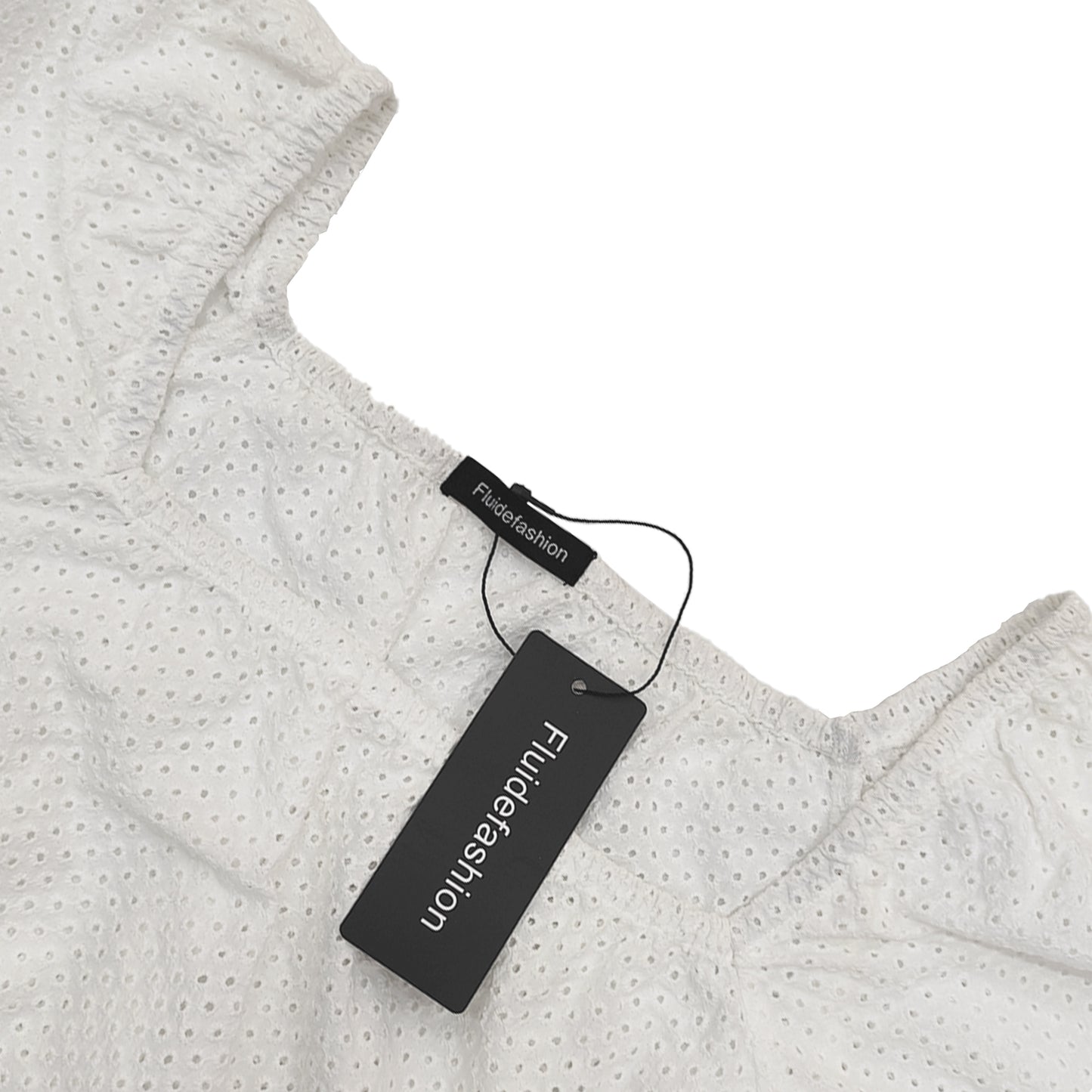 Fluidefashion Women's Puff Sleeve Blouses Summer Square Neck Top, Ruffle Hem and Eyelet Embroidered Styles