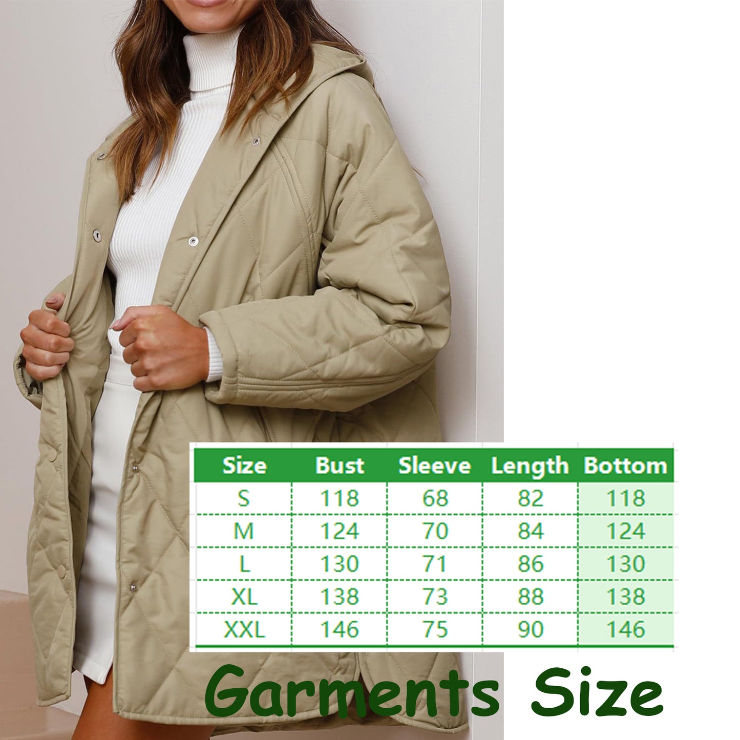 XaLadu Women's Winter Jacket Hooded Warm Quilted Insulated Puffer Jacket Long Cotton Parka Coat