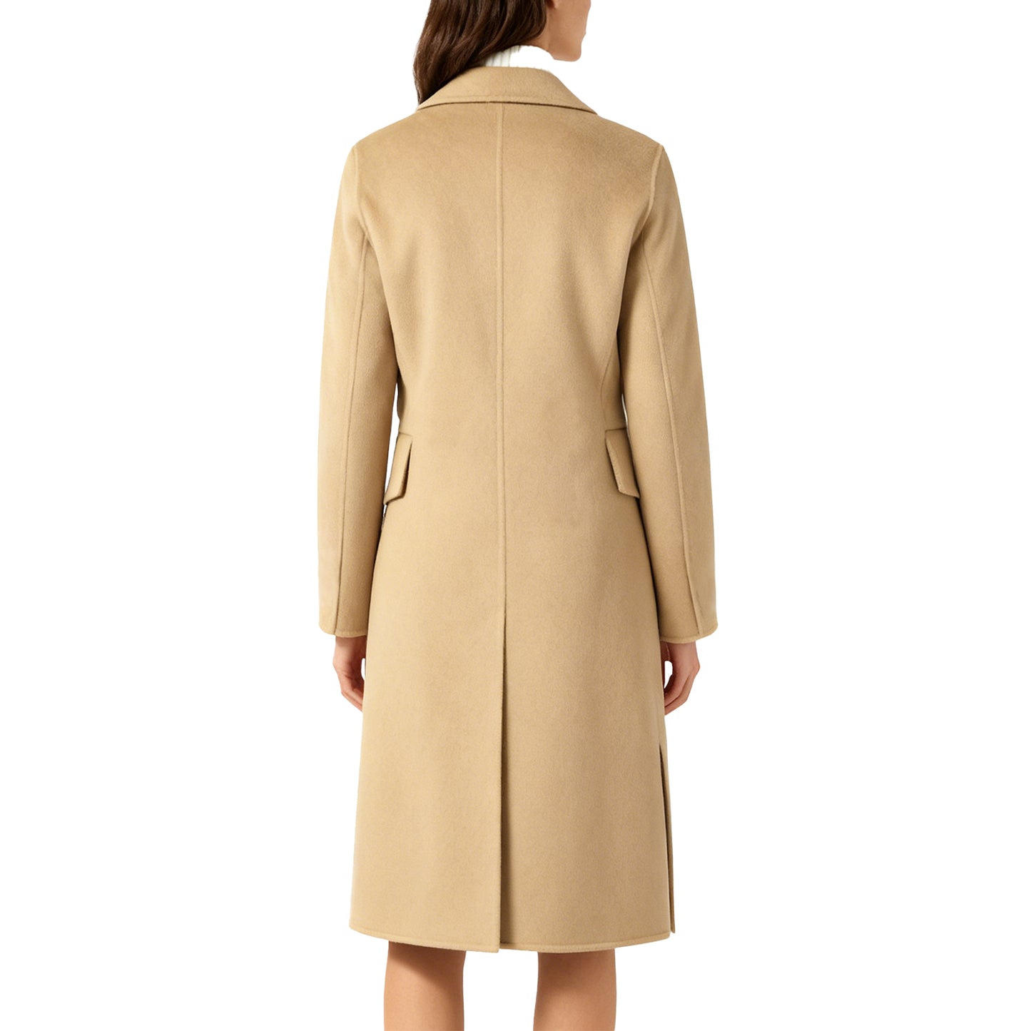 CQZY FUTURE Women’s Winter Long Wool Coat Notched Collar Double-Sided Woolen Elegant Pea Coat Double Breasted Styles Long Trench Coat