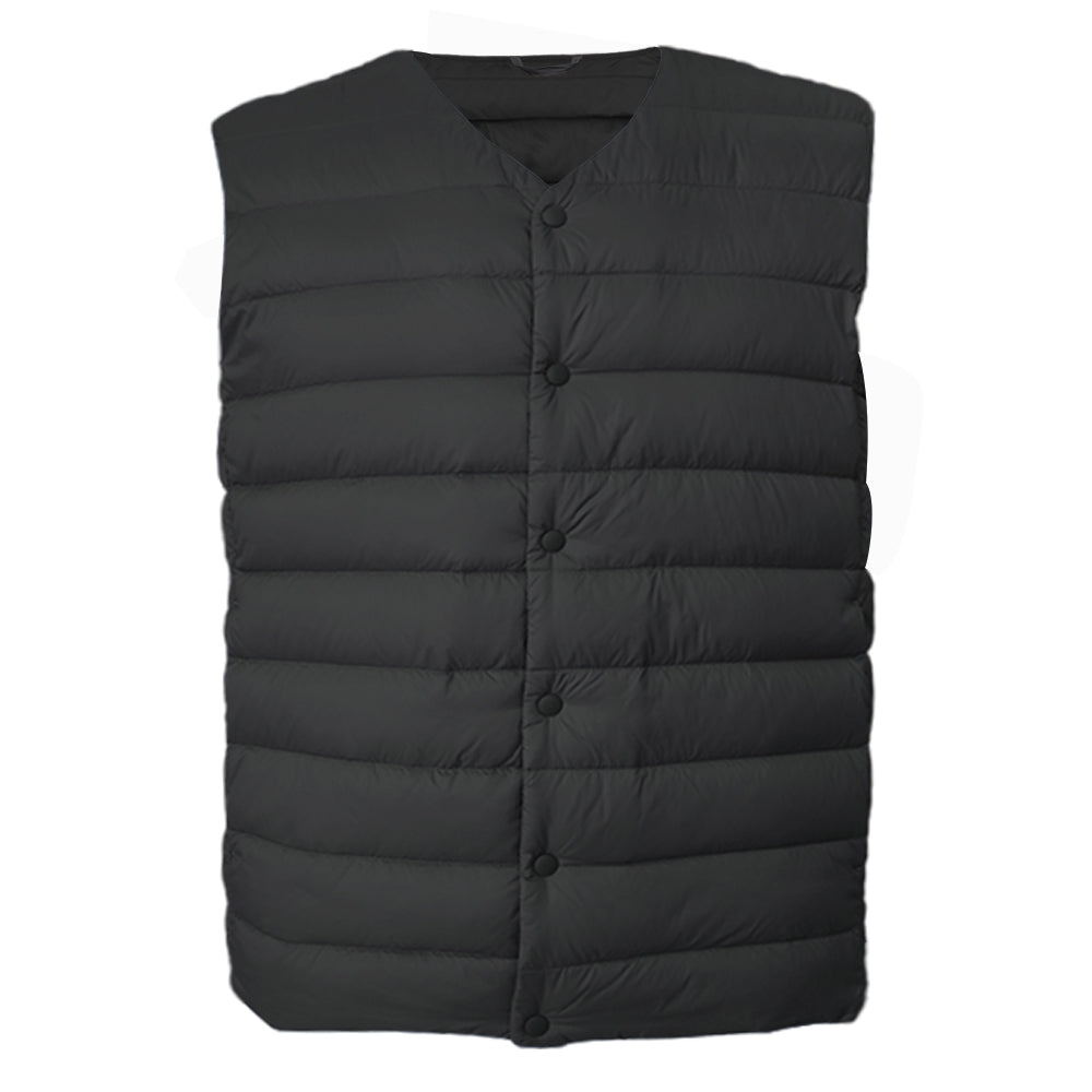 CQZY FUTURE Men's Down Vest Collarless Puffer Jacket Winter Lightweight Warm Vest V-Neck Sleeveless Jacket with Buttons