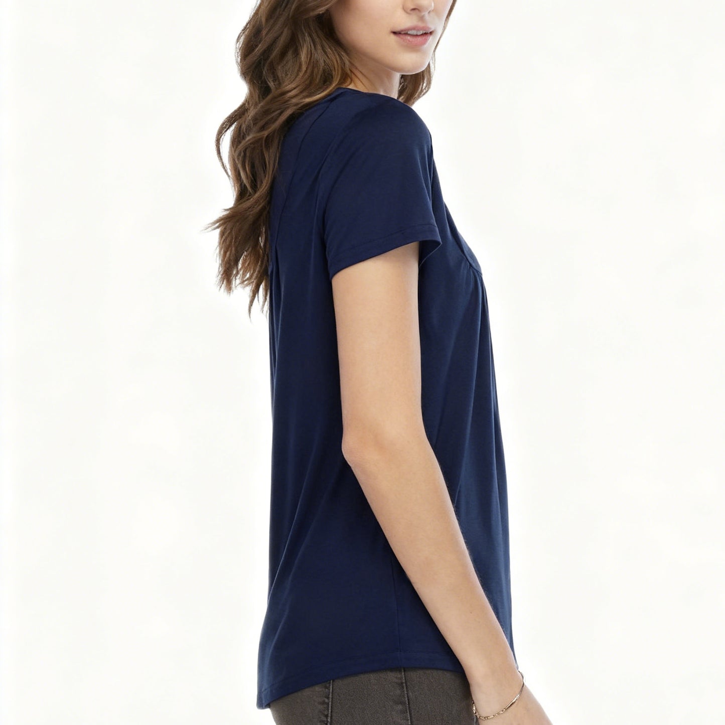 CQZY FUTURE Women's Summer Tops Short Sleeve Henley Top Casual Square Neck Button Down Pleated Blouse with Flowy Fit