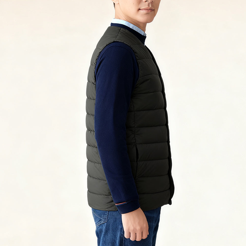 CQZY FUTURE Men's Down Vest Collarless Puffer Jacket Winter Lightweight Warm Vest V-Neck Sleeveless Jacket with Buttons