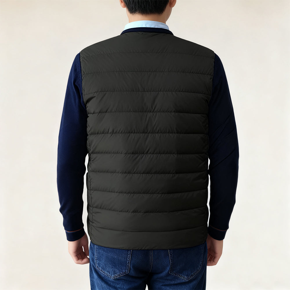 CQZY FUTURE Men's Down Vest Collarless Puffer Jacket Winter Lightweight Warm Vest V-Neck Sleeveless Jacket with Buttons