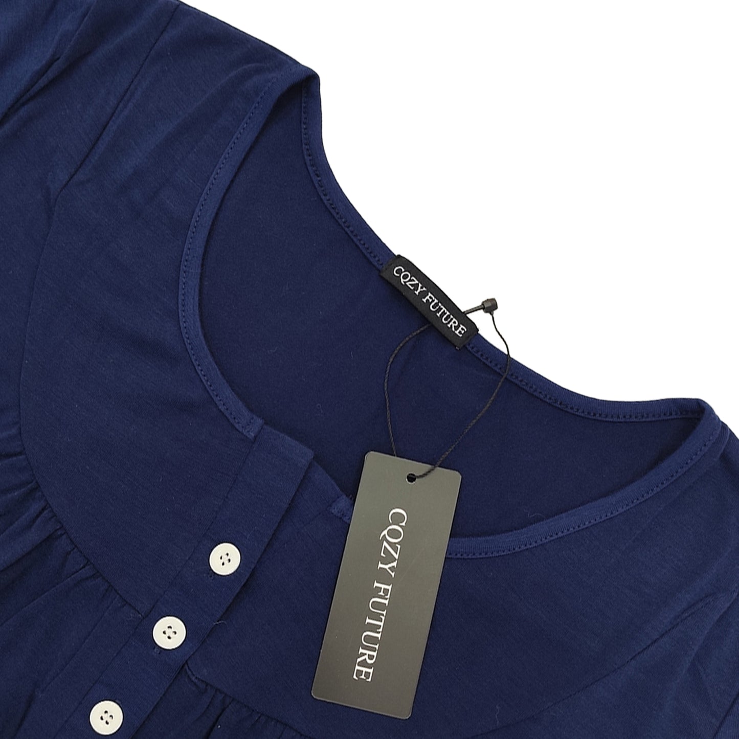 CQZY FUTURE Women's Summer Tops Short Sleeve Henley Top Casual Square Neck Button Down Pleated Blouse with Flowy Fit