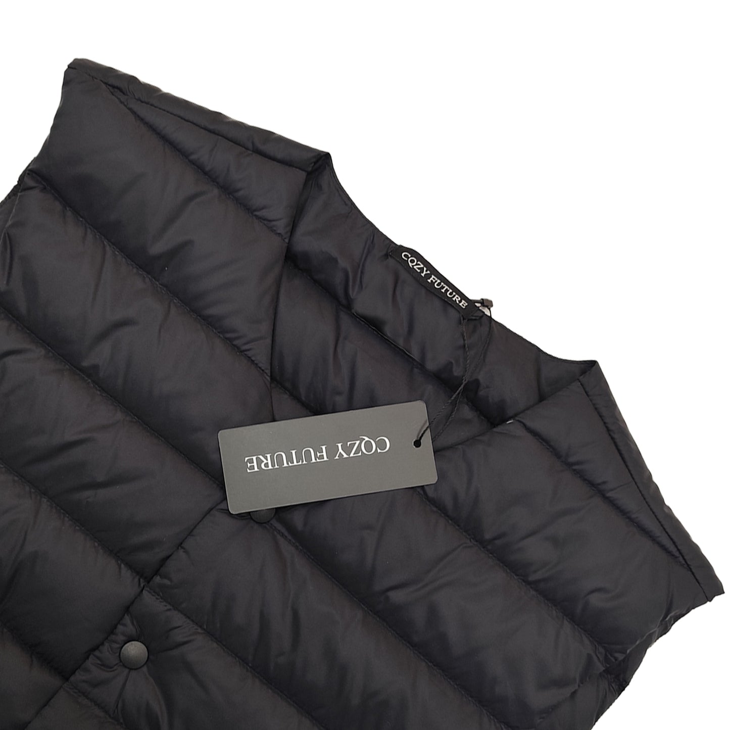 CQZY FUTURE Men's Down Vest Collarless Puffer Jacket Winter Lightweight Warm Vest V-Neck Sleeveless Jacket with Buttons